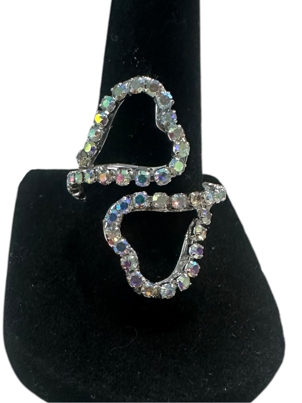 Silver-Tone AB Rhinestone Double-Loop Wrap - Adjustable